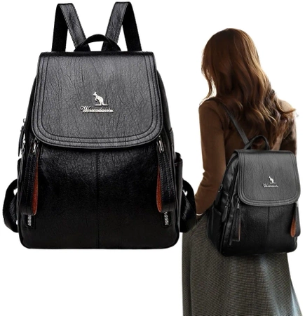 Rucsac urban elegant, negru, din piele ecologică