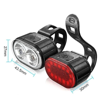 Set lumini biciclete reflector fata si spate USB rezistent la apa