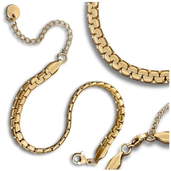 Bratara dama lant, otel chirurgical auriu, sarpe