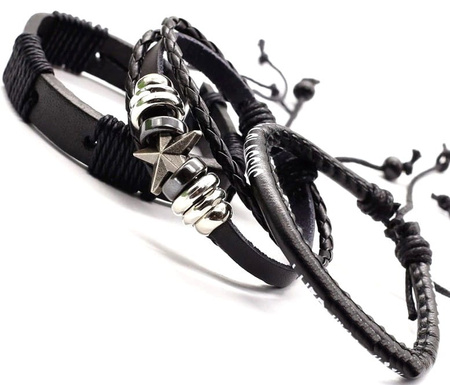 Punk Set Piele Black Rock Bratara