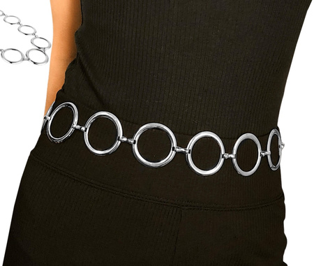 Curea de talie argintie Lant metalic cu ochiuri