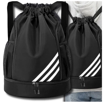 Rucsac sport negru pentru antrenament de gimnastica cu cordon