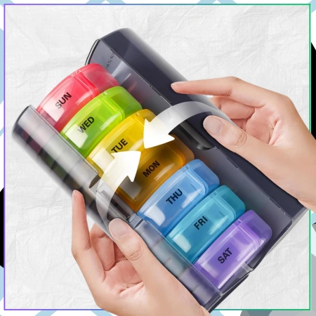 Cutie, casetă, organizator colorat pentru medicamente 7 zile