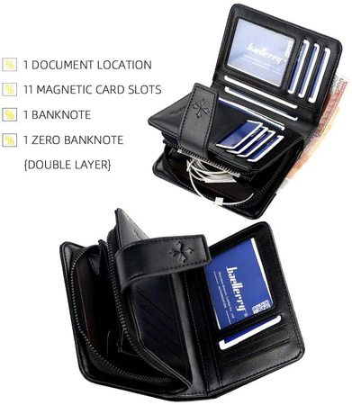Portofel barbatesc elegant din piele cu inchizator, negru