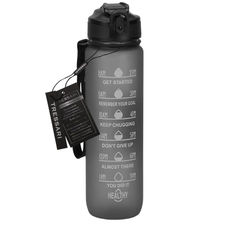 Sticla 1000ml TRESSARI sticla sport fara BPA pentru apa, solid PC, neagra