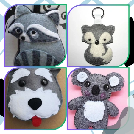 Foi decorative din fetru 30x30cm set de 10 bucăți gri