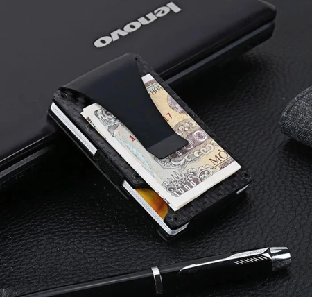 Portofel de metal mini pentru bărbați Husă pentru bărbați Organizator de carduri negru