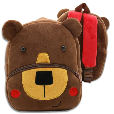 Ghiozdan de pluș pentru copii, pentru preșcolari, cu fermoar, ursuleț de pluș