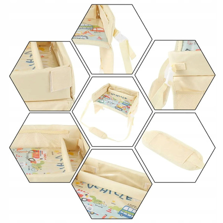 Masa de voiaj auto, pentru copii in scaunul auto, organizator roz