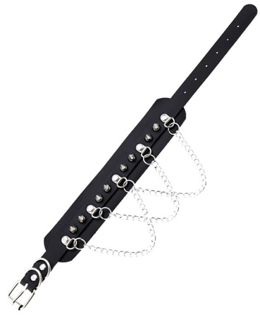 Colier guler din piele GOTHIC Punk Goth, negru
