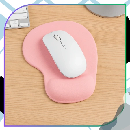 Mouse pad ergonomic roz cu suport antiderapant pentru încheietura mâinii
