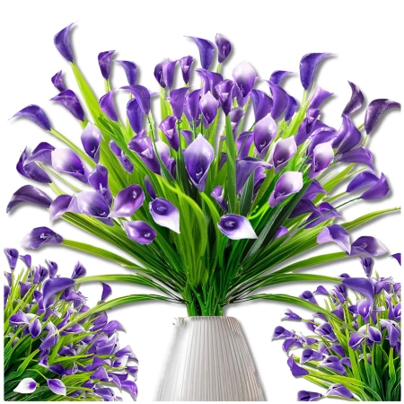 Flori artificiale crini mov decor buchet calla 5buc