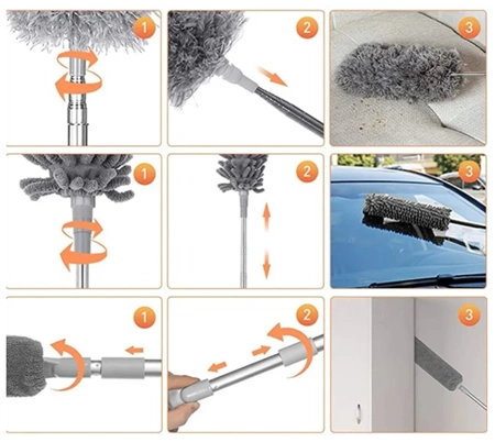 Set de 4 perii de curatare a prafului cu maner telescopic