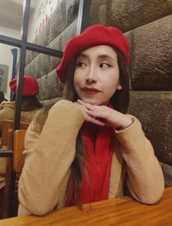 Șapcă beretă de damă cu antenă, roșu francez