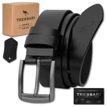 Cureaua barbati piele TRESSARI, piele naturala 100%, neagra, pentru pantaloni