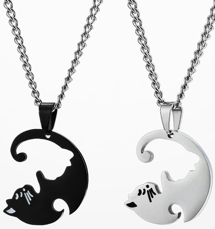 BEST FRIENDS colier din oțel chirurgical pentru cupluri Cat Cats