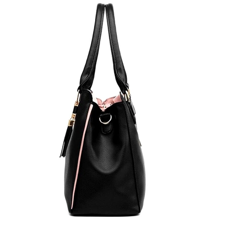 Geanta shopper dama, piele ecologica neagra