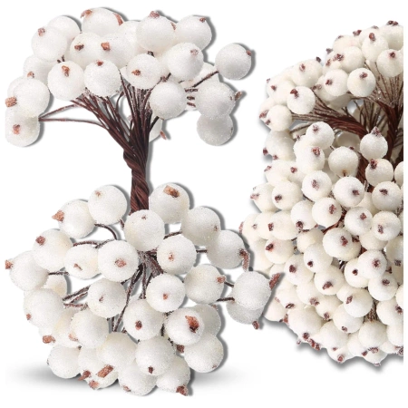 Sorbus artificial alb, decorativ, Crăciun, înghețat, 100 buc. ramură