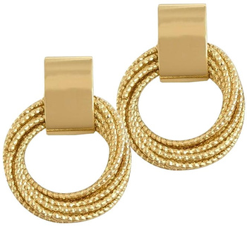 Cercei agățați retro aurii de damă la modă