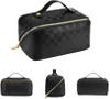 Geanta cosmetica neagra, organizator elegant din piele ecologica
