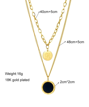 Colier multiplu din oțel chirurgical cu lanț de aur cu ochi negru