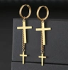 Cercei cruce de aur, otel chirurgical, eleganti, agatatori