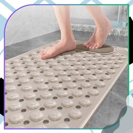 Covoraș de baie antiderapant pentru duș, pentru baie, 69x36 cm, bej, cu masaj