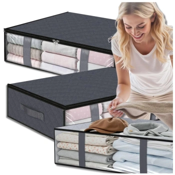 Set organizator de 2 piese pentru dulap, geantă mare gri, 60x45cm