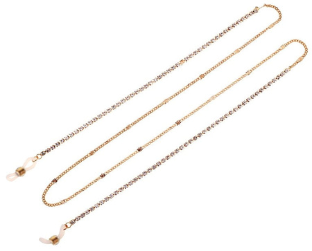 Lant de ochelari elegant auriu cu zirconi decorativi