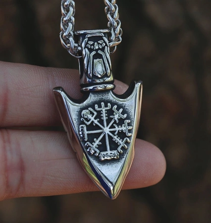 Colier bărbătesc din oțel chirurgical Viking Nordic amulet vârf de săgeată