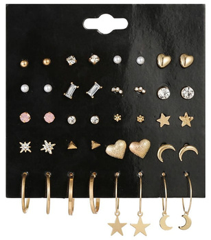Set cercei Aur cu zirconi si perle, 20 perechi