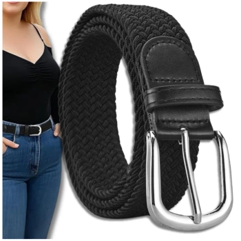 Curea elastică pentru bărbați împletită damă pentru pantaloni negru puternic