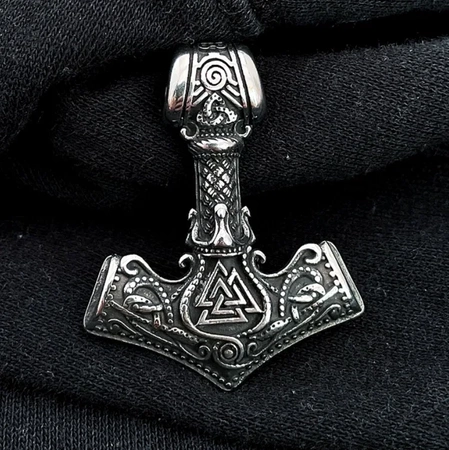 Colier bărbătesc argint Hammer of THOR MJOLNIR, oțel