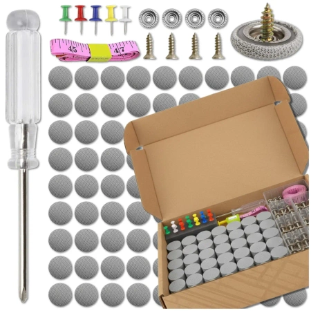 Kit reparații plafon auto, nituri gri, 100 buc.