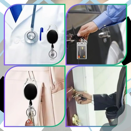 Retractor frânghie retractabilă Breloc cu cârlig de exterior rezistent 68cm