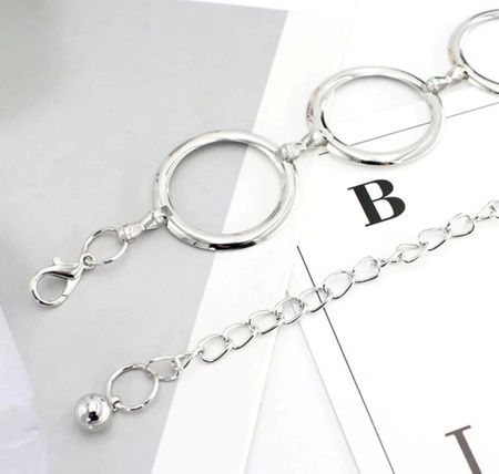 Curea de talie argintie Lant metalic cu ochiuri