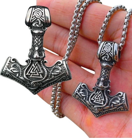 Colier bărbătesc argint Hammer of THOR MJOLNIR, oțel