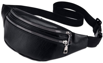 Geanta eleganta in talie, doua buzunare, husa mare din piele