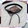 Curea de piele de damă cu talie îngustă legată elegant negru