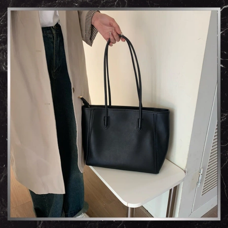 BAD&BAGS geanta shopper din piele de dama clasica neagra