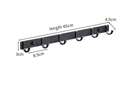 Umeraș panou de perete cu cârlige, negru, rezistent