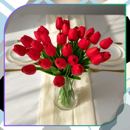 Buchet de lalele roșii artificiale 10 buc flori decorative