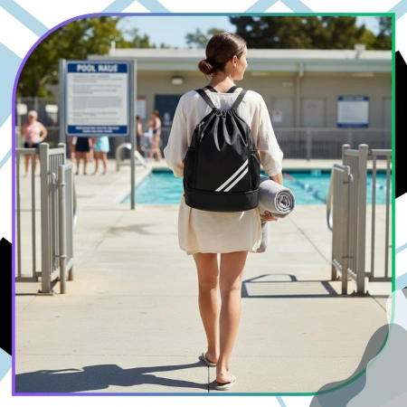 Rucsac sport cu șnur pentru antrenament de gimnastică, negru