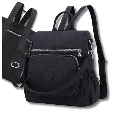 Rucsac de dama negru, impermeabil, spatios, elegant