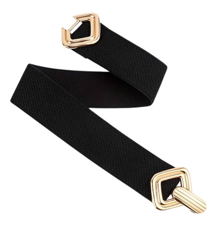 Curea elastica de dama pentru o rochie, cauciuc, catarama aurie