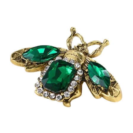 Brosa de insecte cu zirconi, cristale elegante de insecte verzi