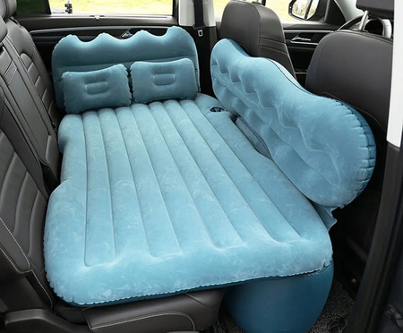 Saltea auto albastra, pat cu pompa pentru bancheta din spate