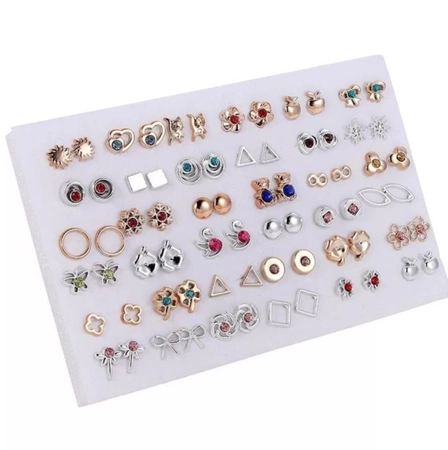 Set de cercei mici de aur 36 perechi zirconiu fluture inima arc