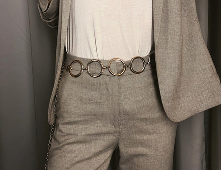 Curea de talie argintie Lant metalic cu ochiuri