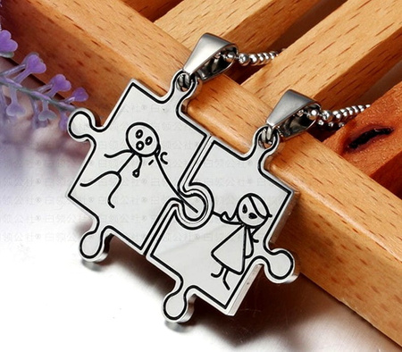 Set 2 coliere pentru un cuplu Puzzle Oțel chirurgical